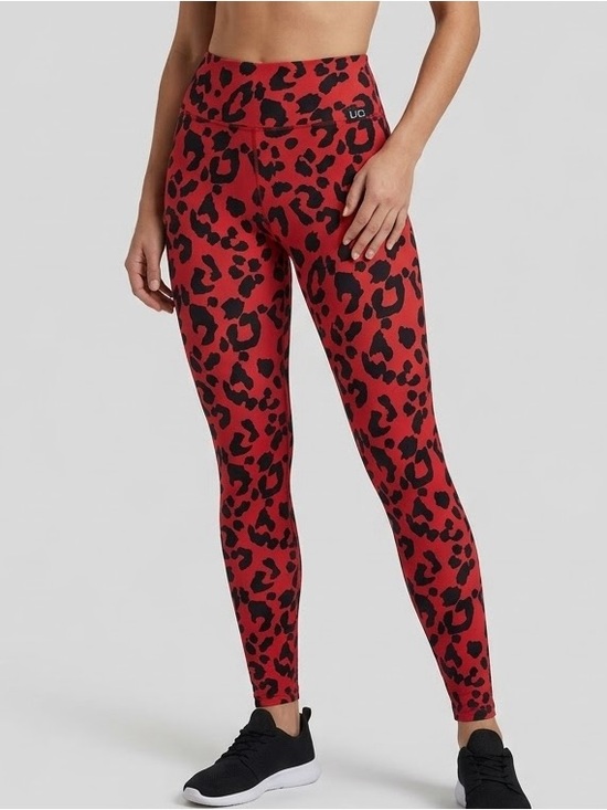 Lici Fit Denim - Lici Fit High-Rise Red Leopard Print Women's Active Leggings Size Small